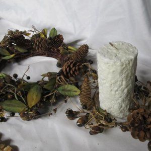 2 Fall Wreaths Pinecones Berries Fall home decor Candle wreaths for doors